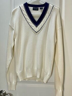 Sweater Graphix Vintage 100% Cotton Ivory V-Neck Sweater M